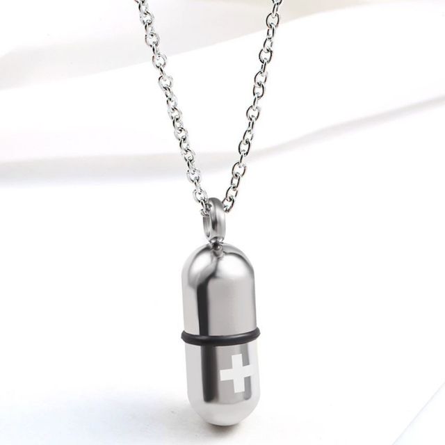 캡슐 비상 미니 약통 케이스 스테인리스 목걸이 주얼리 보관함
