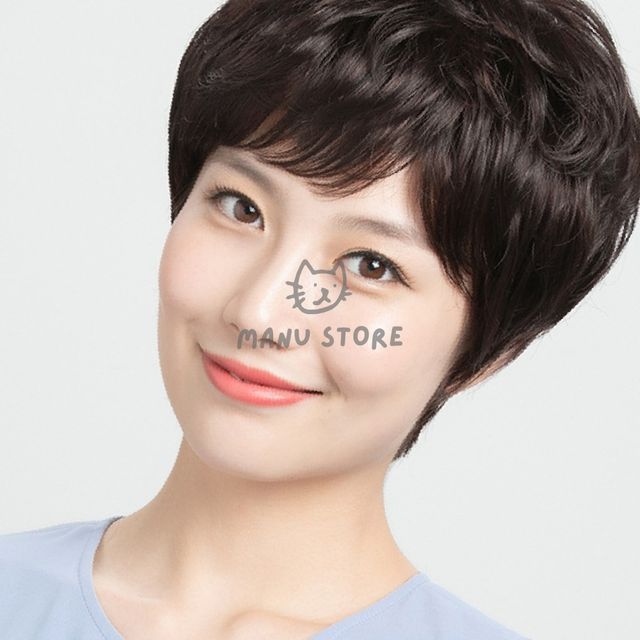자연스러운가발 웨이브가발 인모 볼륨 숏컷 통가발 브라운