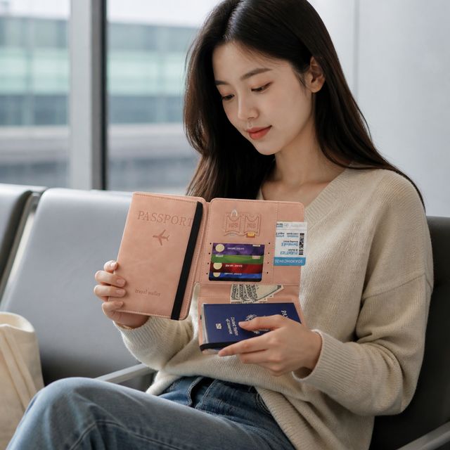 RFID 보안 여권 지갑 가죽 케이스 여행 소품 카드홀더