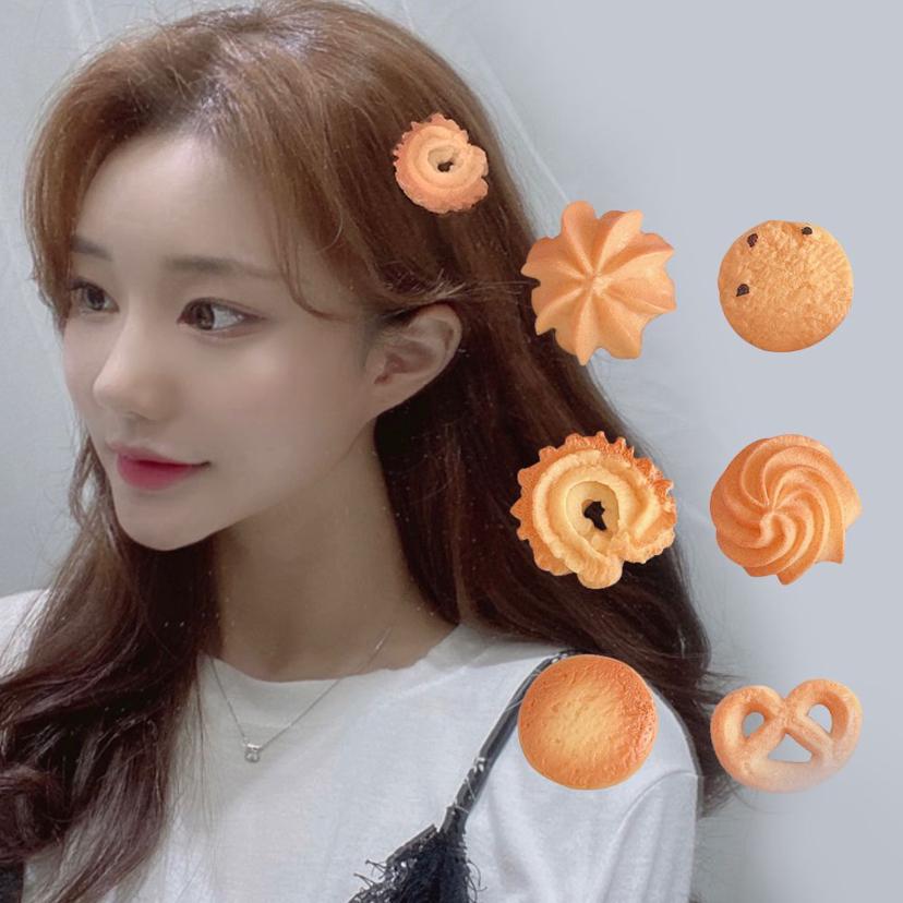 달콤한 쿠키 집게핀 - 귀여운 캐릭터 머리핀 헤어 소품