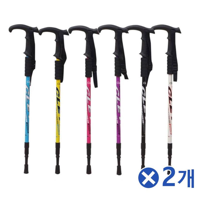 가벼운 일자 티자형 등산 스틱 2개 세트 방한 등산