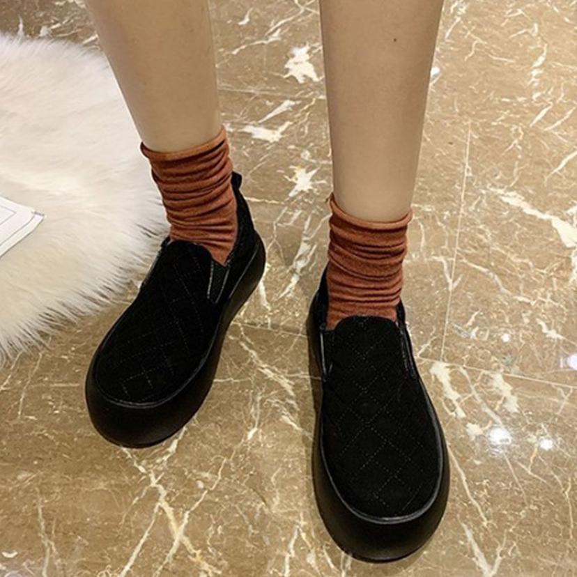 여성 따뜻한 캐주얼 보세 슬립온 데일리 외출화
