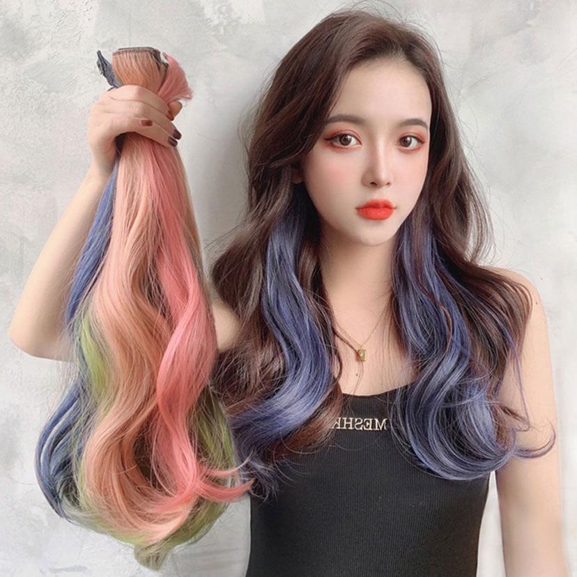 여성 컬러 포인트 볼륨웨이브 붙임머리 헤어피스