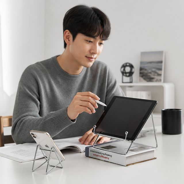 메탈 태블릿 거치대 핸드폰 받침대 스탠드 데스크 사무실 책상용