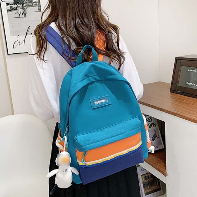 데일리 캐주얼 백팩 남녀공용 학생 책가방 블루