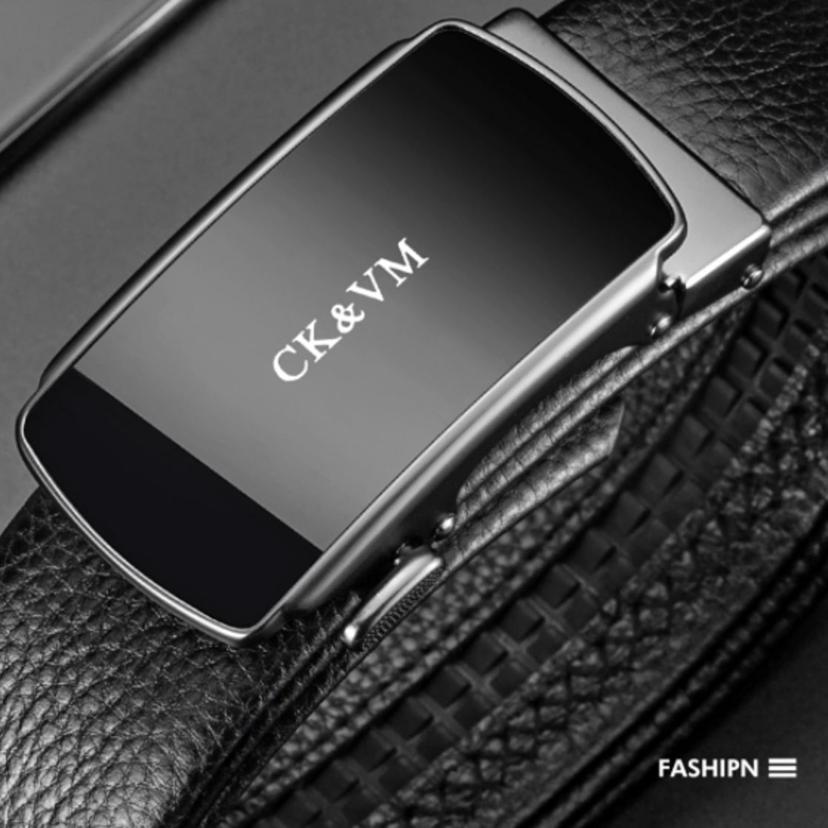 CKVM 고급 소가죽 자동 벨트 남성 정장 허리띠