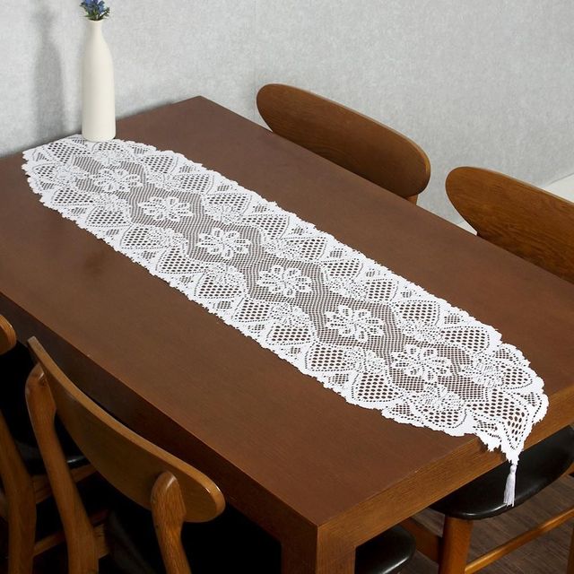 화이트 레이스 식탁매트 33x137cm 식탁보 겸 테이블러너
