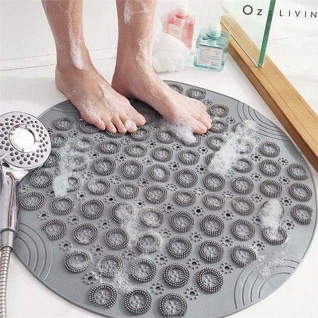 욕실 미끄럼 방지 매트 원형 매트 실리콘 물빠짐 샤워실 바닥 안전 스크럽 마사지 세척 닦이 지압