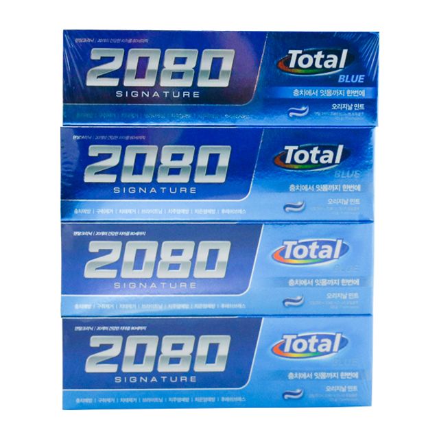 2080 시그니처 토탈 블루 치약 - 125g 4개입 세트