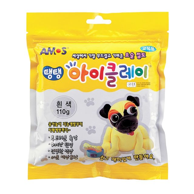 아모스 탱탱 아이클레이 110g 흰색 1갑 - 유아 창의력 점토 놀이