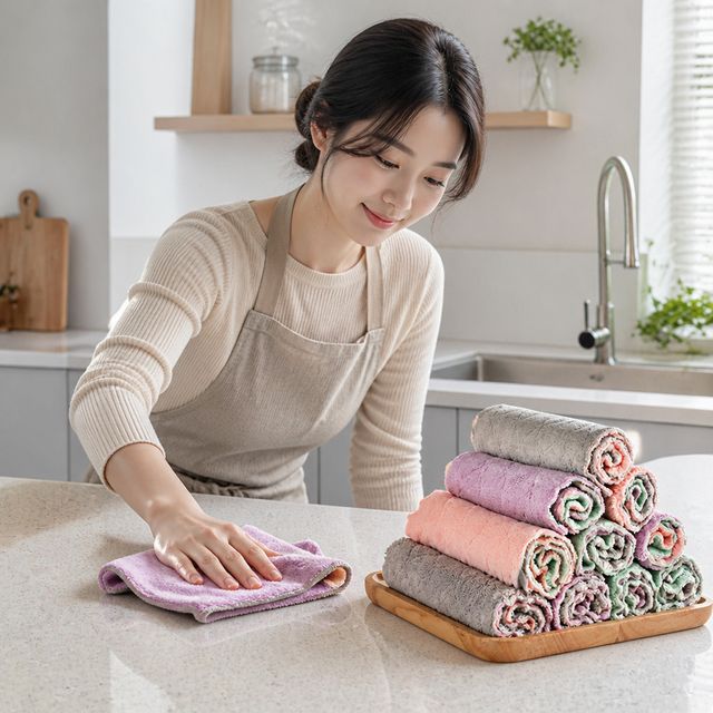 극세사 행주 양면 벨벳 청소용품 5P 10P 흡수 타월