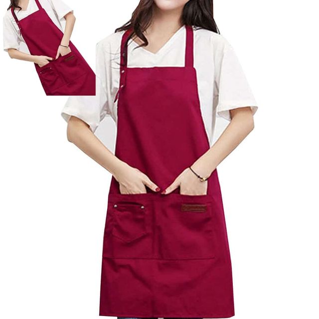 베이직 코튼 바리스타 앞치마 1P 레드 예쁜앞치마 카페에이프런 원피스형앞치마 원피스앞치마