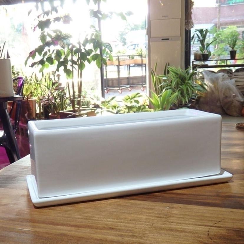 유광 도기 화분 직사각형 30x10x10cm 인테리어