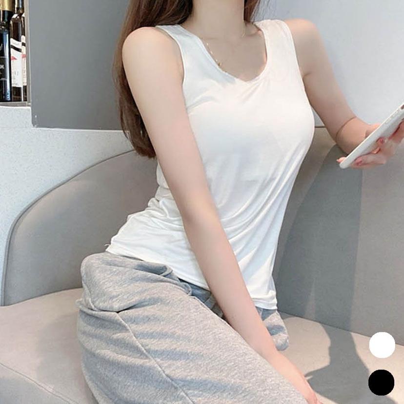 볼륨 캡 내장 나시 민소매 브라 런닝 - 여성용 캐미솔