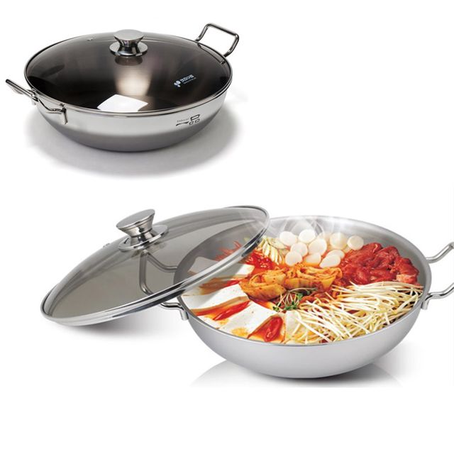 국내산 키친아트 통3중스텐 전골냄비 28cm 인덕션겸용