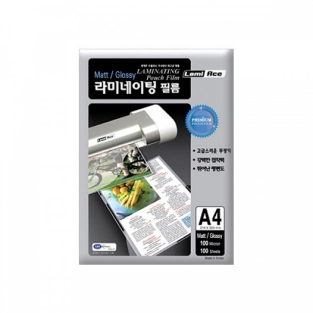 라미네이팅필름 코팅지 무광 A4 100MIC 216x303 필름지