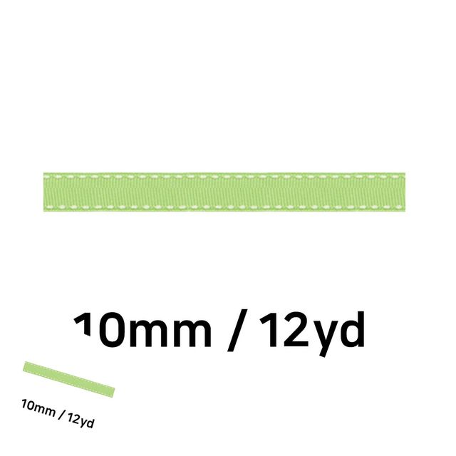 선물리본 선물포장리본 연두 리본 골직 스티치 롤 10mm