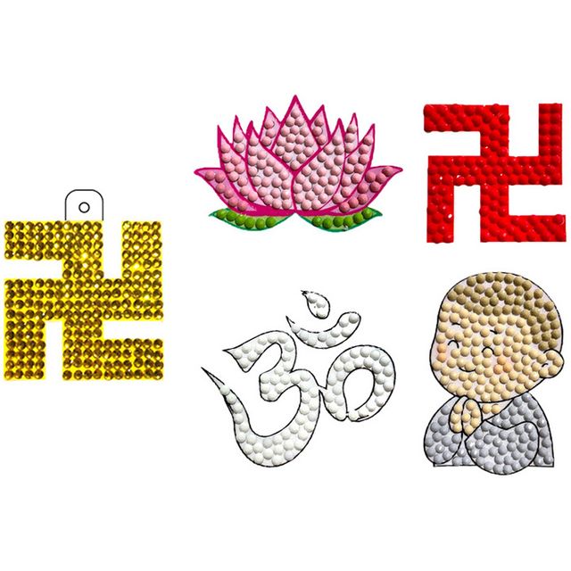 불교 보석십자수 5종 세트, 키링 스티커 수예용품