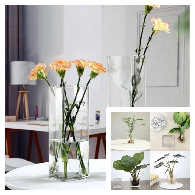 사각 유리 화병 20x10x10cm 꽃병 유리꽃병 꽃화병 오브제