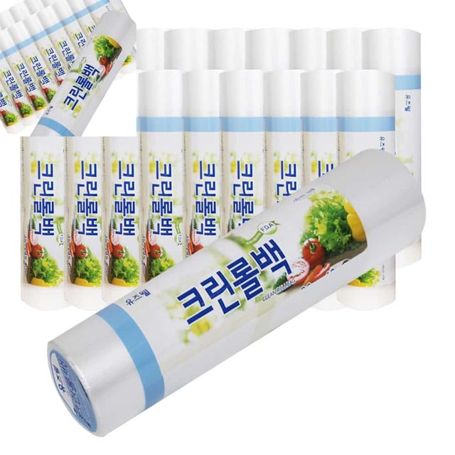 유즈웰 크린롤백30x40x200매 20개입 일회용봉지 위생봉지 비닐롤백 롤비닐봉투