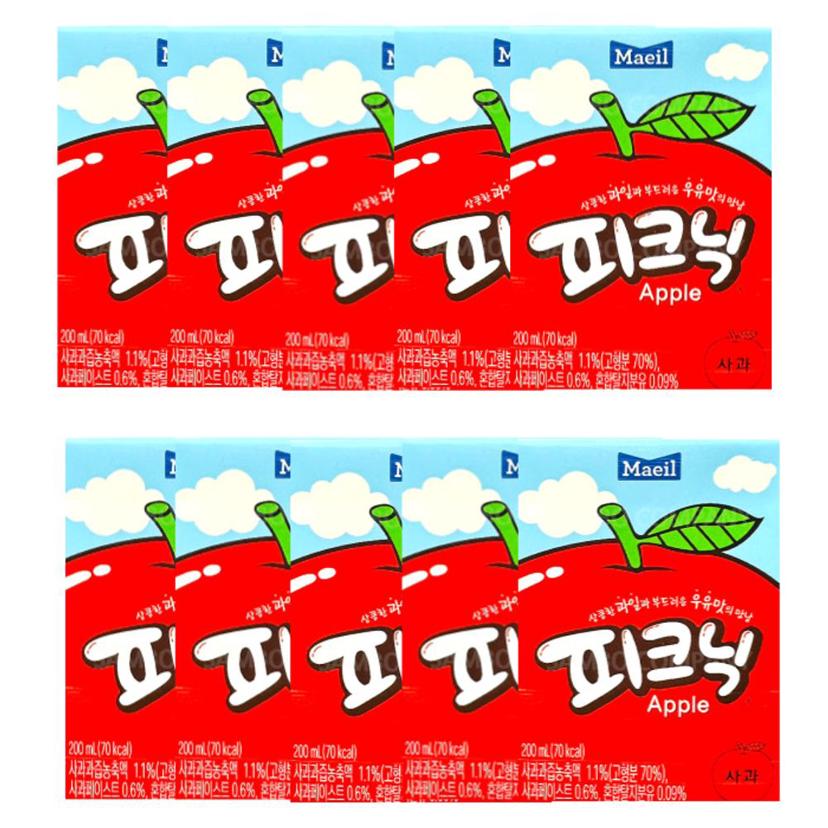 피크닉 사과 주스 200ml 10개 세트 어린이 간식