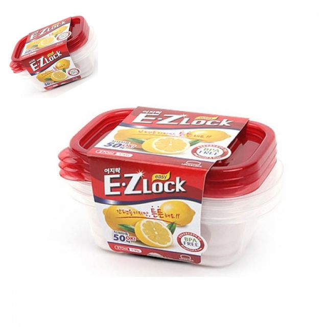 뉴이지락 찬통 보관용기 직사각 270ml 3개 반찬통 밥보관용기 밥용기 밀폐용기