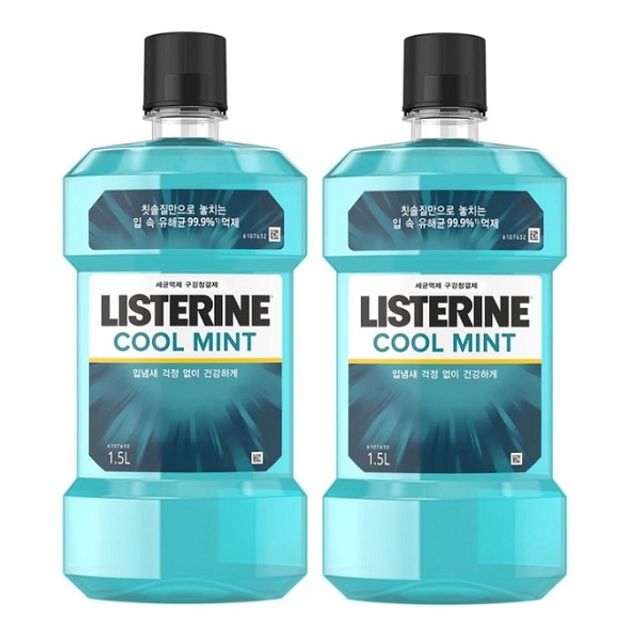 리스테린 쿨민트 구강케어 가글 1.5L x 2병 상쾌한 입냄새 제거
