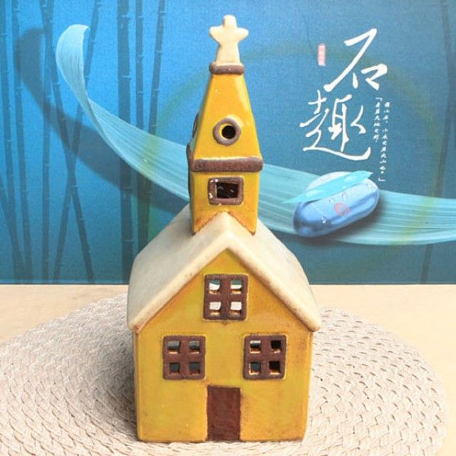 유럽풍 미니하우스 캔들홀더 교회모양 장식소품