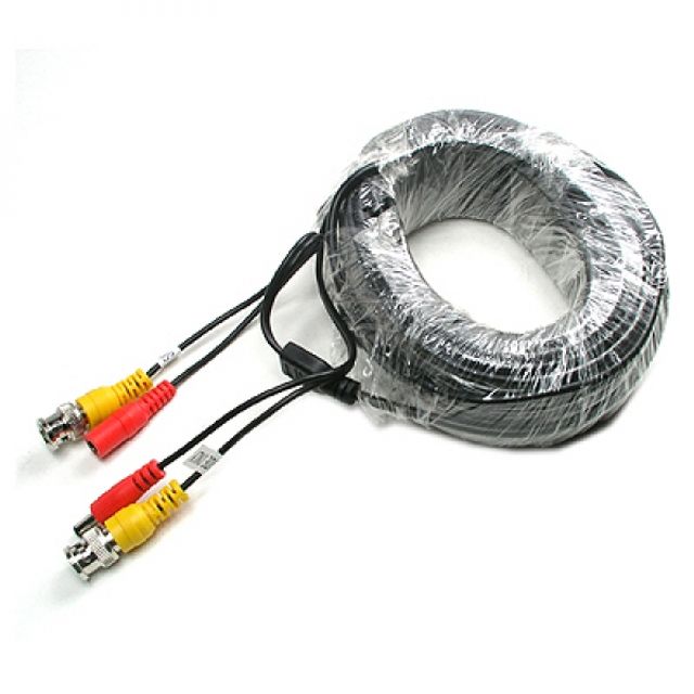 Coms CCTV 케이블 20m BNC DC 5.5V 전원 회색 검정