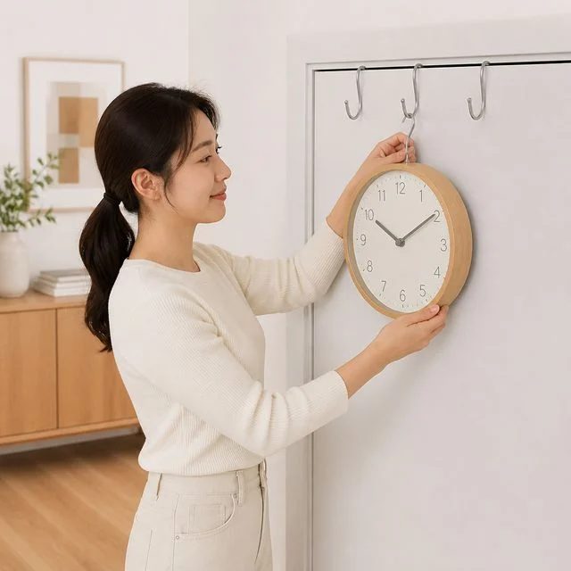 벽걸이 시계 거치 스텐 고리 무타공 인테리어 정리 용품