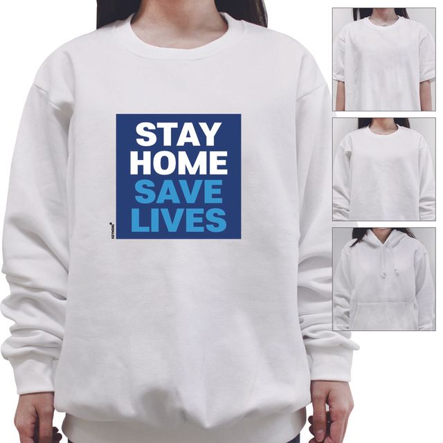 키밍 STAY HOME 남여공용 긴팔 티셔츠 집콕룩