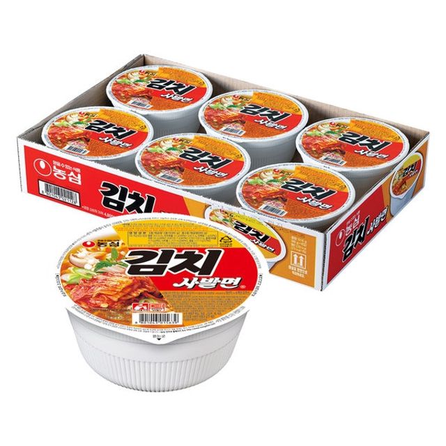 농심 김치사발면 6개입 - 진한 김치맛 컵라면