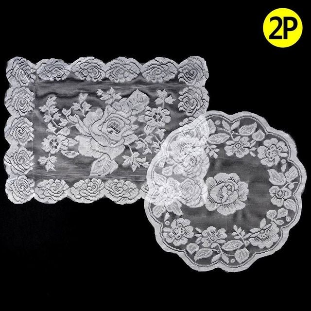 2P 로즈 레이스 매트 러너 - 식탁러너 일회용식탁보 세트