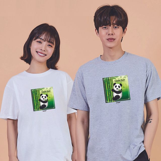 키밍 중국판다 캐릭터 오버핏 반팔티 그래픽 티셔츠