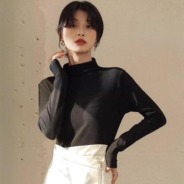 목티 여성 겨울 캐쥬얼티 긴팔티 캐쥬얼 폴라티 면
