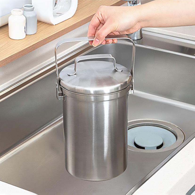 올 스테인리스 304 음식물 쓰레기통 3L - 위생 음쓰통