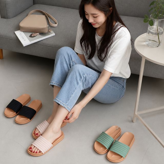 골지 밴딩 슬리퍼 여성 남성 여름 샌들 사무실 실내화 커플 신발