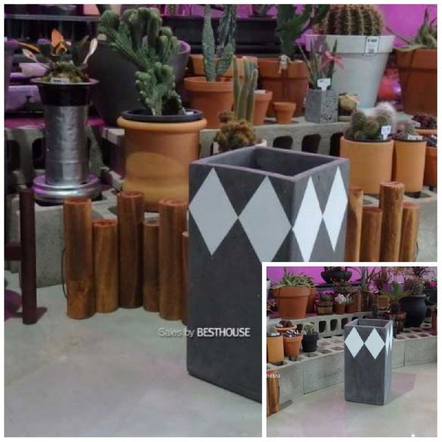 시멘트 화분 긴사각 화이트체크 21x21x40cm 식물인테리어 인테리어화분 인테리어화분바구니 인테리어조화화