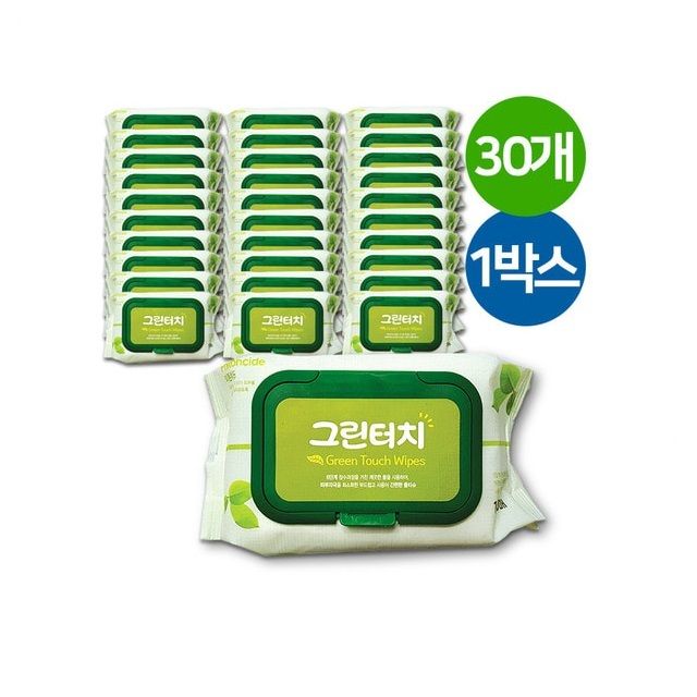 그린터치 물티슈 100매 캡형 30포 아기물티슈 대용량 저자극 위생케어