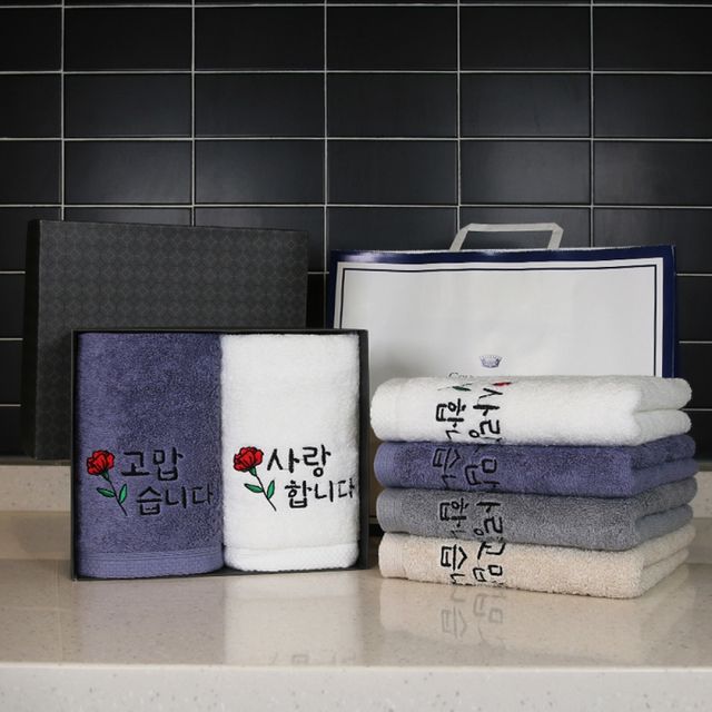 송월타올 160g 2p 세면타월 세안타올 호텔수건 면수건 답례품 쇼핑백