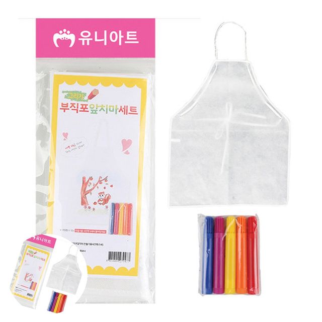 미술앞치마 베이커리앞치마 그리기 부직포 앞치마 세트 사인펜