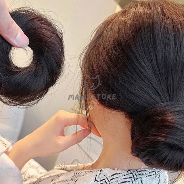 똥머리 가발 곱창밴드, 올림머리 브라운