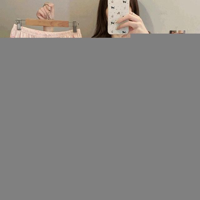 3pcs 세트 통통 파자마 리본 반팔 홈웨어 긴바지