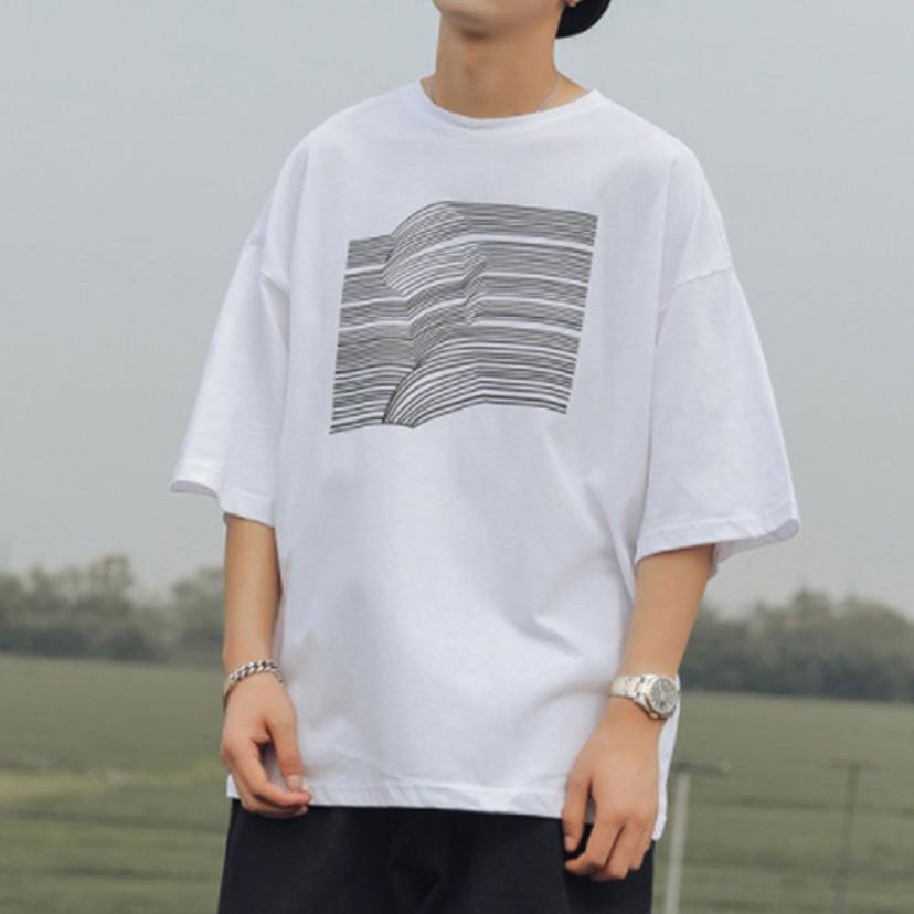 남자 반팔 티셔츠 오버핏 5부 데일리룩 반팔티