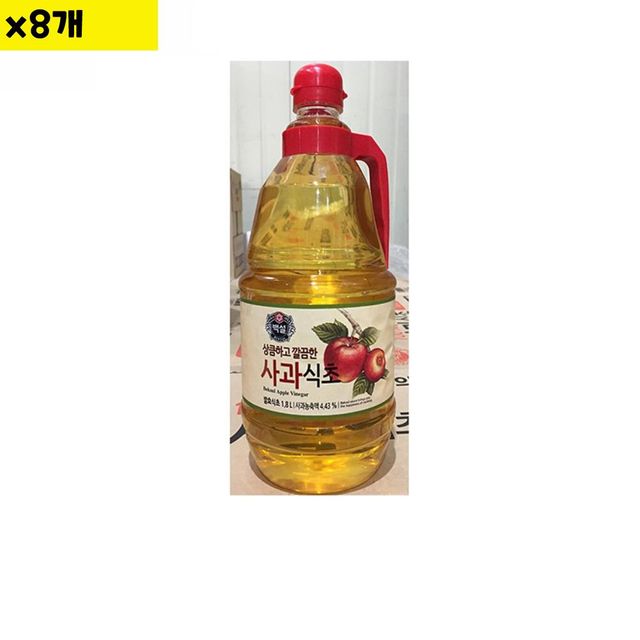 백설 사과식초 1.8L x8개 - 식자재 도매용 과일식초 대용량 세트
