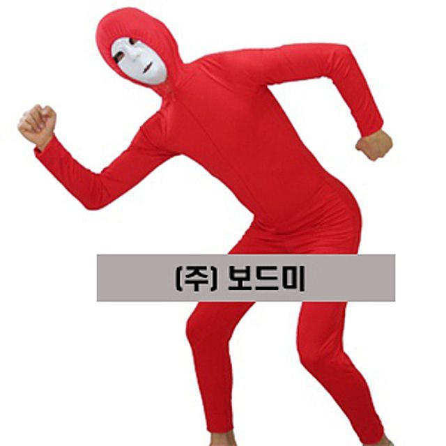 전신타이즈 쫄쫄이 레드 스판 의상 코스튬