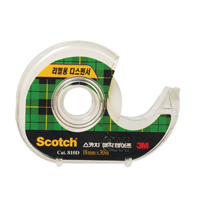 3M 스카치 디스펜서 매직테이프 810D 18mmx30m - 투명 고접착 사무용 테이프