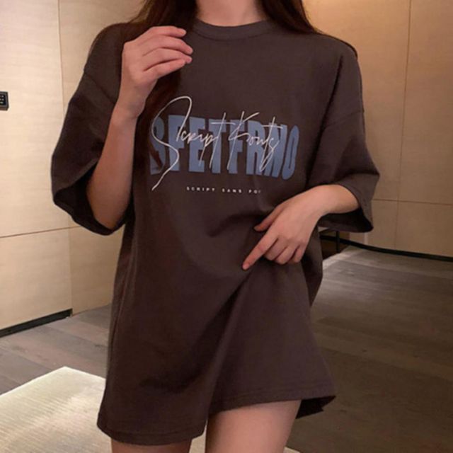 여성 순면 반팔티 캐주얼 상의 여름 스트릿 빈티지 데일리룩 영문