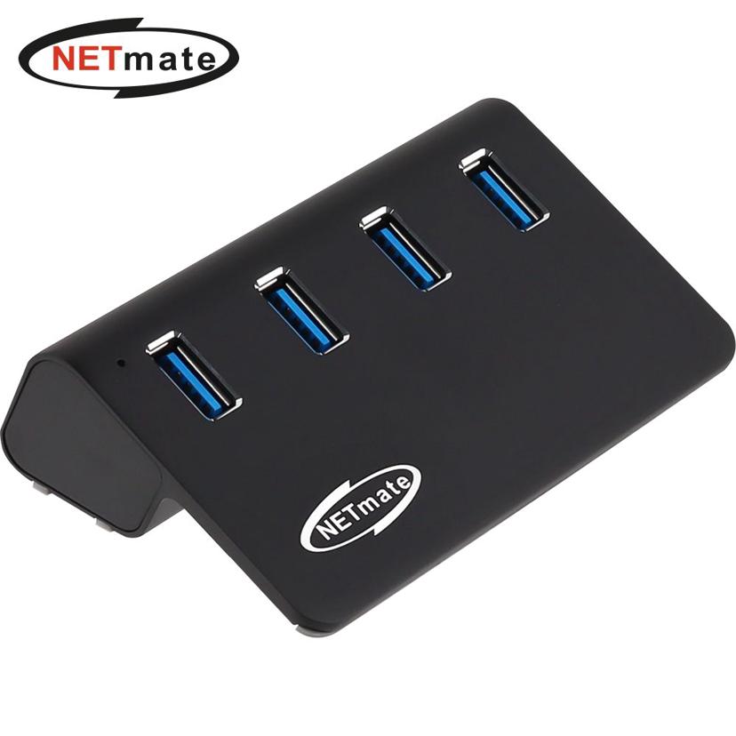 넷메이트 알루미늄 USB 3.2 4포트 유전원 허브 블랙
