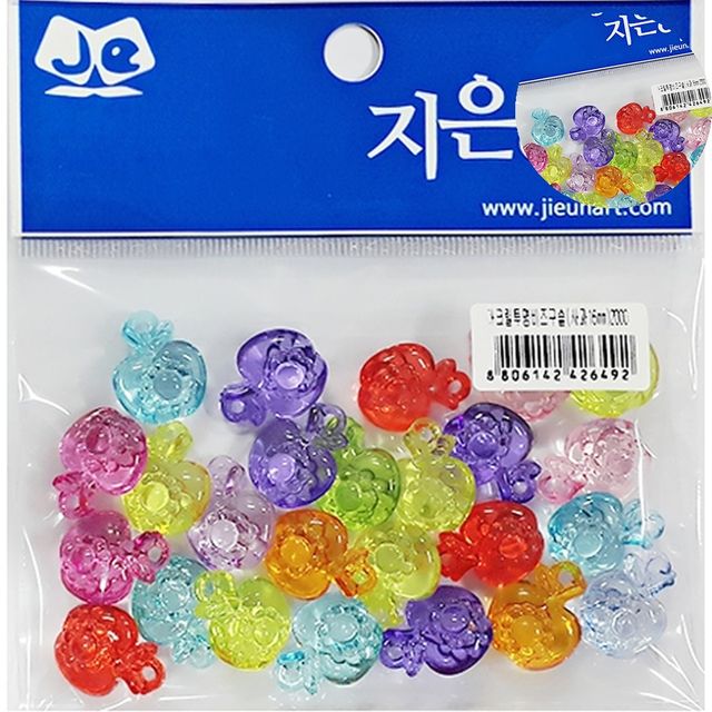 비즈재료 비즈팔찌재료 아크릴투명비즈 사과 16mm